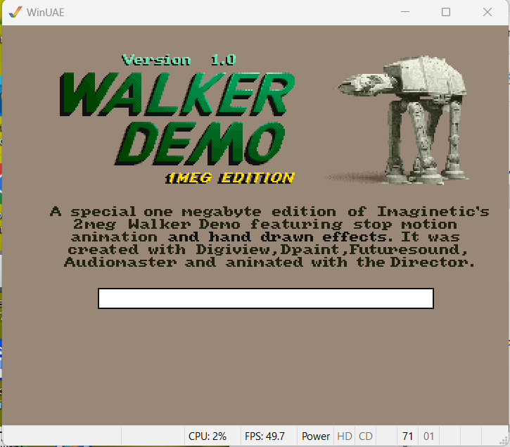 Star Wars ATAT Walker Demo for the Amiga 500 from 1988