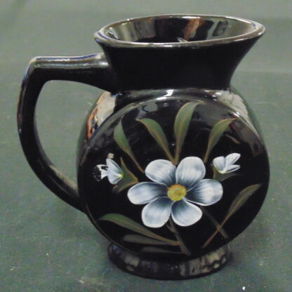 Pottery, Jug, Painted, Black with Flowers - Image 6