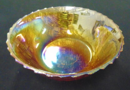 Carnival Glass, Wicker Patterned, Glass Bowl