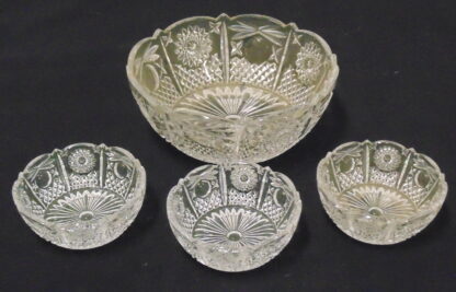 Large Glass bowl and 3 smaller bowls