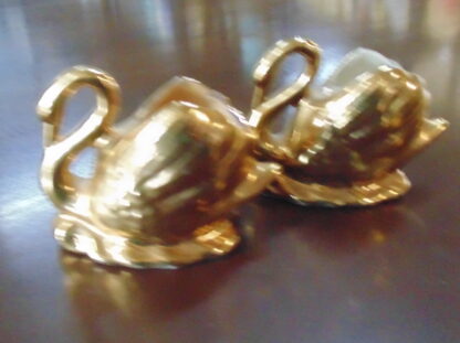 2 Gold coloured Swans, Wembley Ware - Image 5