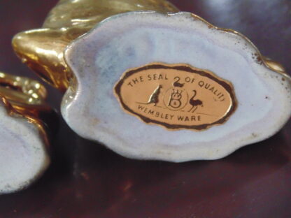 2 Gold coloured Swans, Wembley Ware - Image 3