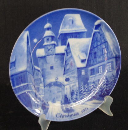 Berlin West Germany Blue China, Rottenburg on Tauber, Wall Plate, Christmas 1971