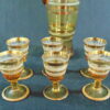 Gold Rimed, Amber, Liquor, Decanter, and 6 Glasses - Image 4