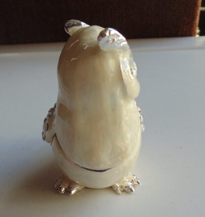 White Enamel Owl Statue container - Image 3