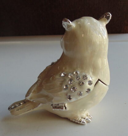 White Enamel Owl Statue container - Image 4