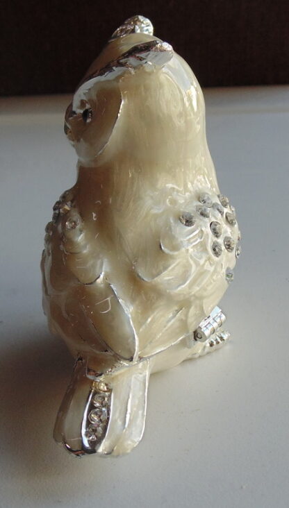 White Enamel Owl Statue container - Image 5