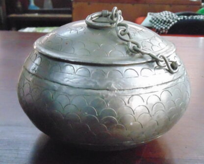 Indian, Lidded Metal Bowl