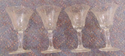 4 Tulip, Etched, Port Glasses - Image 4