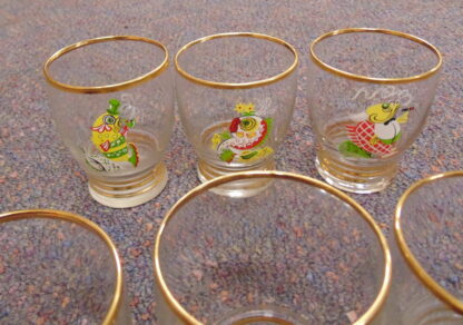 6 liqueur glasses, fish prints - Image 4