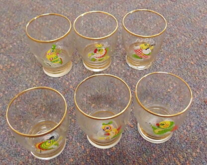 6 liqueur glasses, fish prints - Image 5