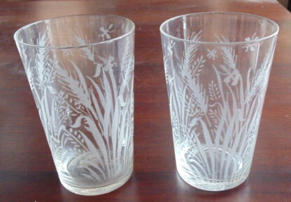 2 Vintage, Acid Etched, Glasses