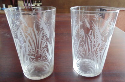 2 Vintage, Acid Etched, Glasses - Image 3