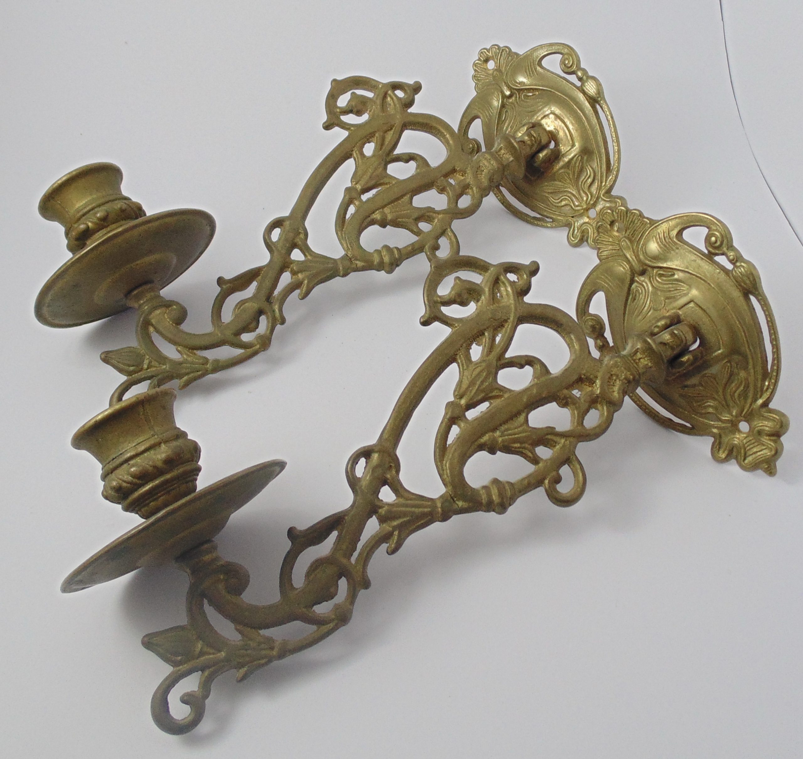 Antique english brass on sale candle wall sconces