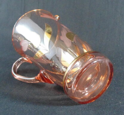 Retro, Pink, Gilt flower, Glass, Jug - Image 6