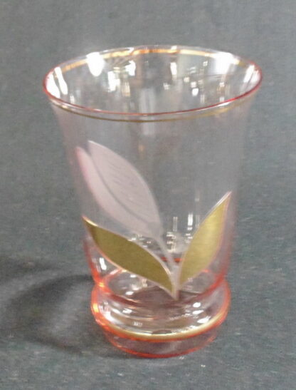 Retro, Pink, Gilt flower, Glass, Tumbler