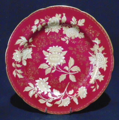 Wedgwood Bone China Plate Red with Gold Flowers