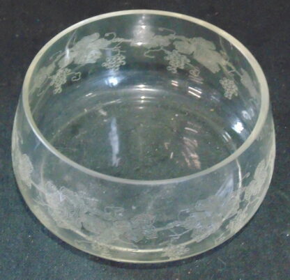 Glass Bowl with Grape Etchings