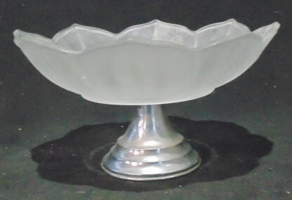Frosted Glass Comport with Metal Base