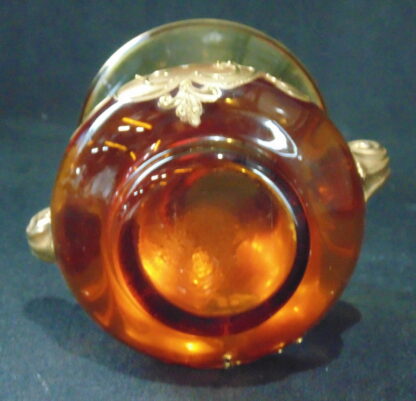 Amber Glass Specimen Vase, Gilt and Flower
