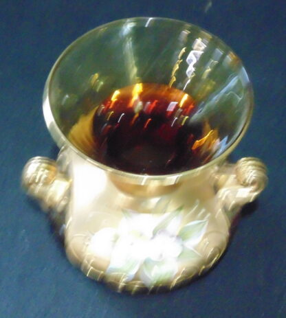 Amber Glass Specimen Vase, Gilt and Flower