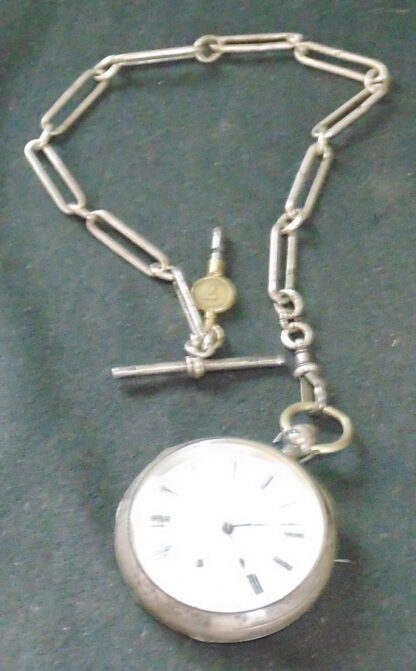 Noterhams London Hallmarked Pocket Watch Working with Fob Chain and Key