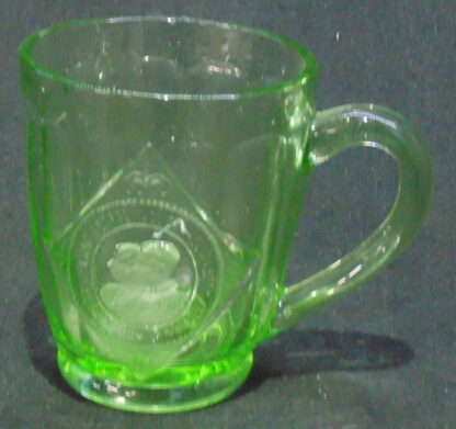 George VI Queen Elizabeth Coronation 1937 Green Glass Mug