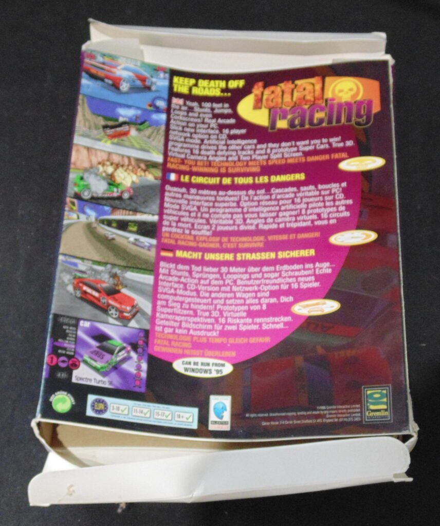 PC CD ROM Game Fatal Racing with Book and Box and Bombs away game ...