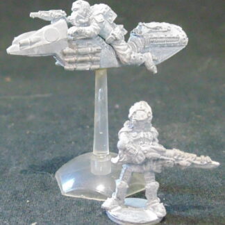 Metal figures, one on a speeder