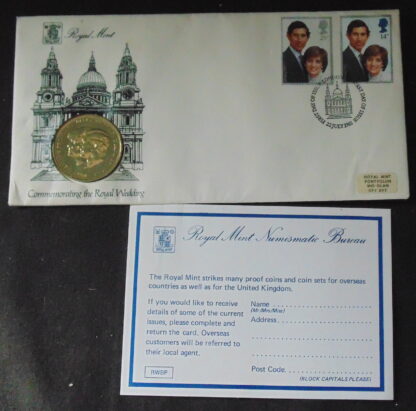 22 July 1981 Commemorating The Royal Wedding Royal Mint Prince Charles and Lady Diana