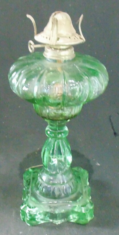 Vintage Green Glass Kerosene Lamp