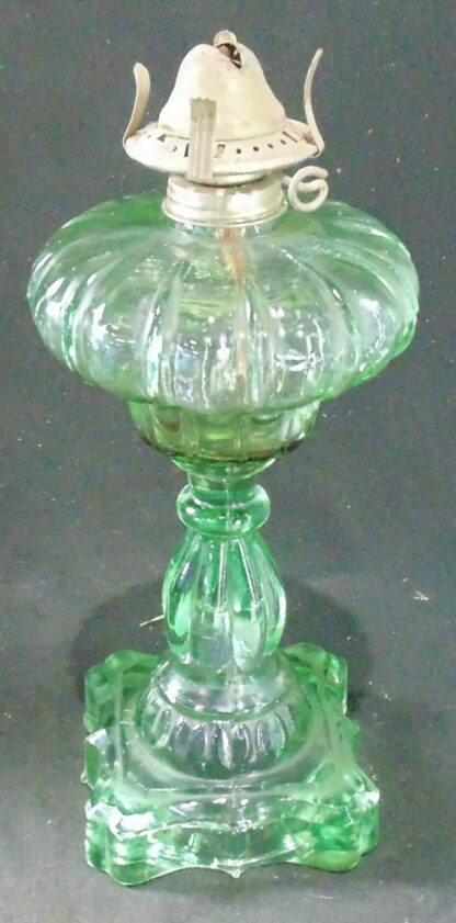 Vintage Green Glass Kerosene Lamp
