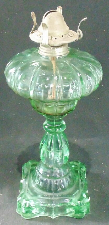 Vintage Green Glass Kerosene Lamp