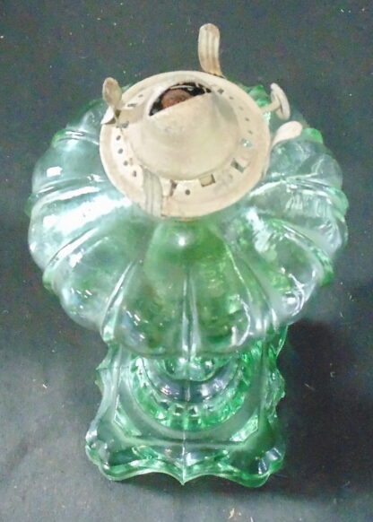 Vintage Green Glass Kerosene Lamp