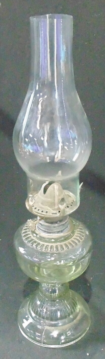 Vintage Green Glass Kerosene Lamp With Flue