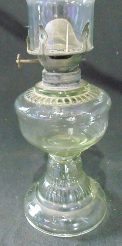 Vintage Green Glass Kerosene Lamp With Flue