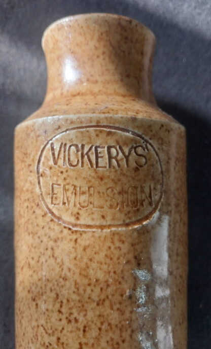 Vintage, Vickerys Emulsion, stoneware bottle