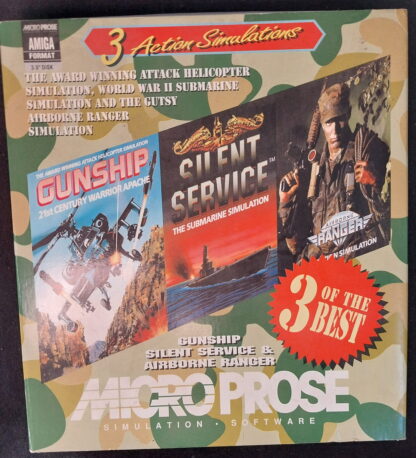 Amiga 500, Game, 3 Action Simulations, Gunship Silent Service, Ranger