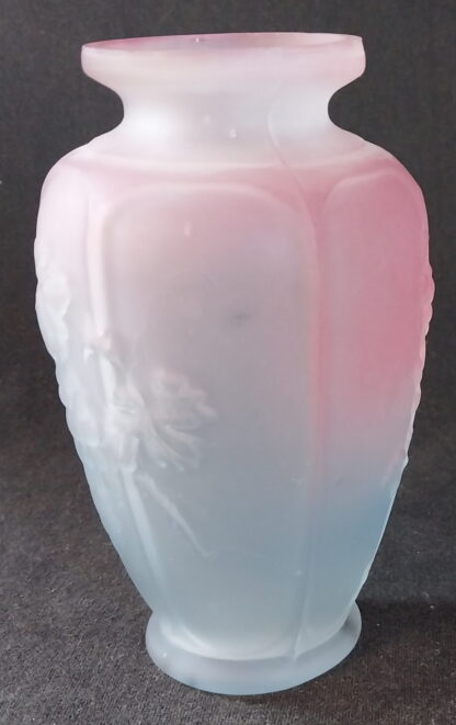 Vintage, Blue, Pink, Cast, Glass, Vase