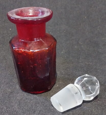 Red Glass Small Bottle with Stopper