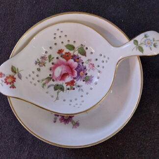 Royal Crown Derby, English, Bone China, Derby Posies, Tea Strainer and bowl
