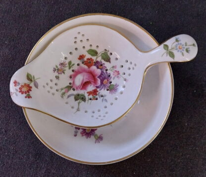 Royal Crown Derby, English, Bone China, Derby Posies, Tea Strainer and bowl