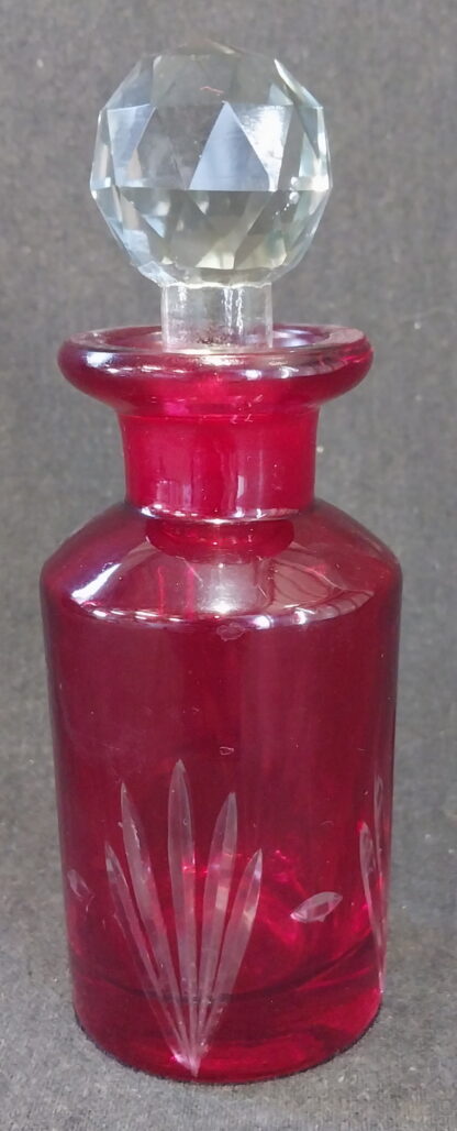Red Cut Glass, Bottle with stopper