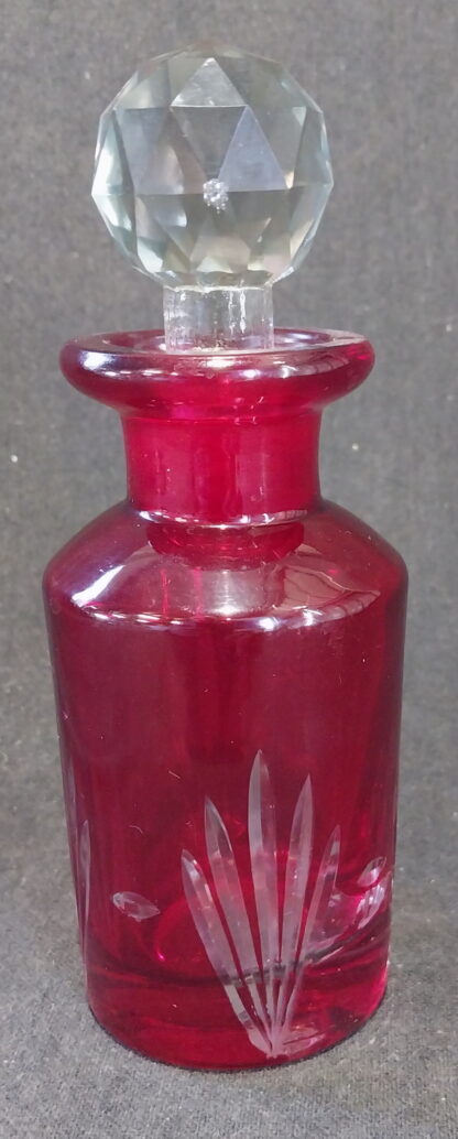 Red Cut Glass, Bottle with stopper