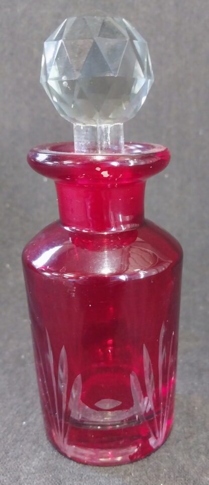 Red Cut Glass, Bottle with stopper