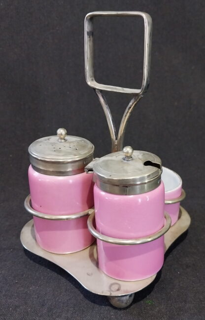 Pink Porcelain, 3 piece Cruet Set