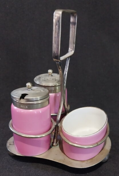 Pink Porcelain, 3 piece Cruet Set