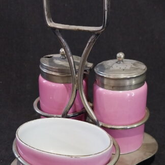 Pink Porcelain, 3 piece Cruet Set