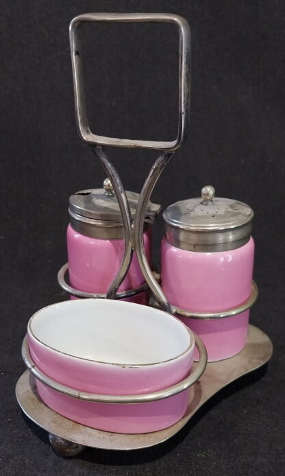 Pink Porcelain, 3 piece Cruet Set