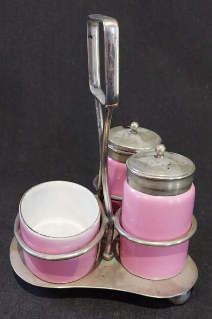Pink Porcelain, 3 piece Cruet Set